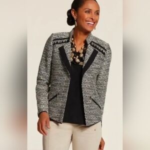 NWT Chico's Women's Diamond Jacquard Moto Jacket open front cardigan chain 3/XL